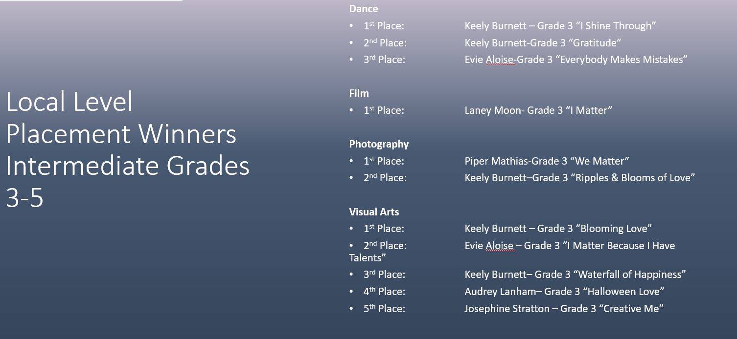 Reflections Winners by Category