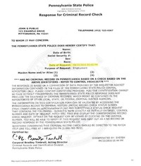 Sample PA Criminal Clearance