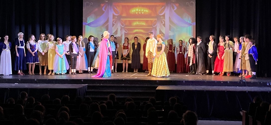 The cast of Frozen on stage