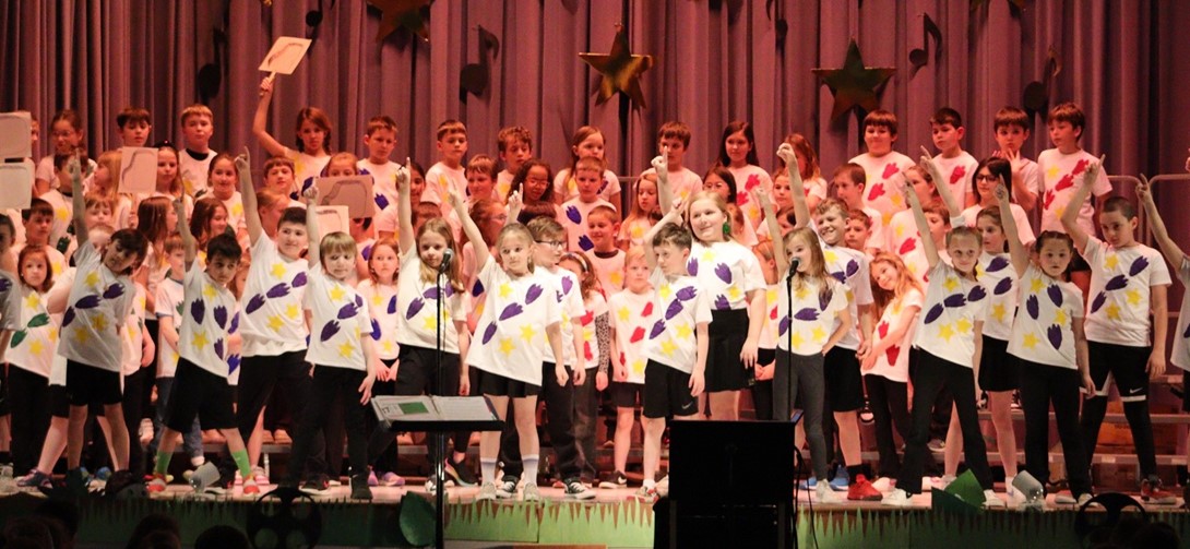 Students on stage for their annual musical.