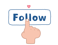 Image of a hand clicking on a "follow" icon