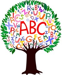 Tree made up of alphabet letters