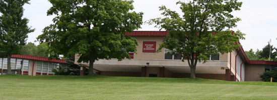 View of the sign approaching Pleasant Valley School.