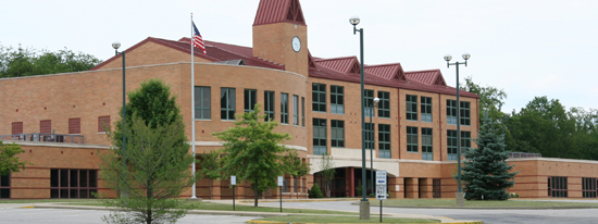 Front view of McMurray School building.